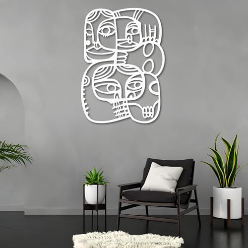 Abstract Faces Metal Wall Art,Picasso Faces Metal Wall Decor,Abstract Wall Art for Living Room, Bedroom, Bathroom,Office(Black,30x22inch/76x55cm) - color: Black, size: 30x22inch