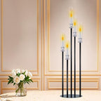 Black Taper Candle Holders for LED Candles Metal 5 Arms Candelabra Candlestick Holders for Wedding Engagement Party Decoration Tabletop Centerpieces (1, L) - size: Large