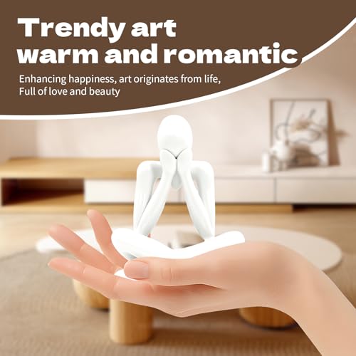 4PCS Thinker Style Abstract White Statue, Modern Simple ABS Abstract Sculpture Decor, for Home Living Room, Restaurant, Office, Bookshelf Decoration, Gifts