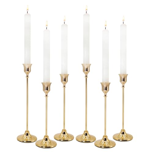 Candlestick Holders 6PCS, Metal Taper Candle Holder, Gold Vintage Candle Holders for Pillar Candles, Table Mantel Wedding Festive Decor Party Party Decor Christmas Decorations - color: Gold, size: 6PCS