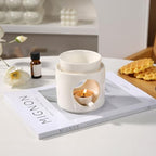 Essential Oil Burner for Scented Oil, Oil Warmer, Tealight Wax Melt Warmer, Candle Diffuser, Tea Light Holder, White - color: White