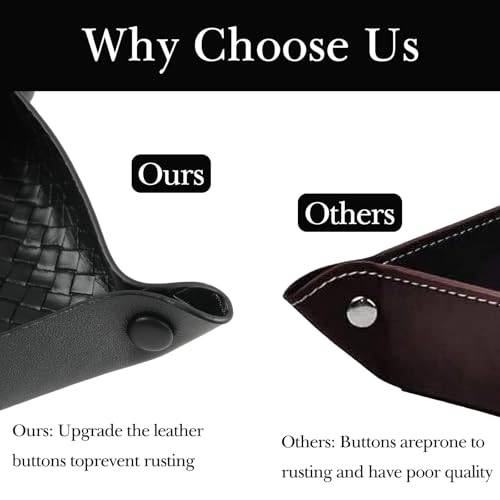 KINIVA 2 Pack PU Leather Jewelry Valet Tray for Men Women,Small Key Bowl for Entryway Table,Portable Travel Catchall Dice Tray (Square-Black-2pcs) - style: Square-Black-2pcs