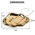 VanEnjoy Ceramic Cute Jewelry Dish, Aesthetic Jewelry Tray Gold finished, Small Trinket Dish, Ring Bowl for Jewelry, Thanksgiving Friend Gift - color: Gold