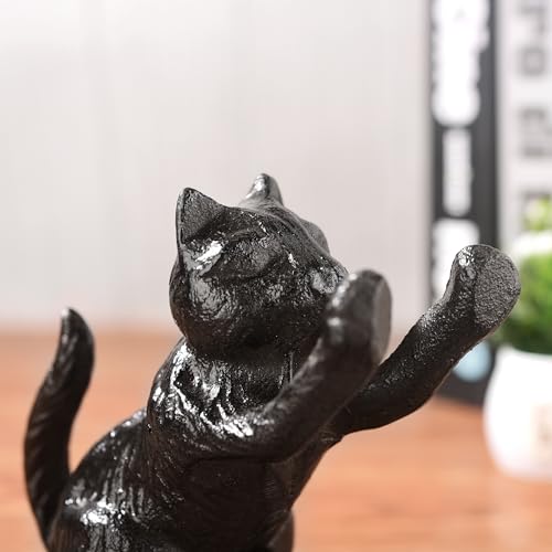 Book Ends for Shelves Decorative, Cast Iron Heavy Duty Bookends for Heavy Book, Unique Cute Cat Bookend for Home/Office Decor, Antique Classic Black 2PCS - color: Classic Black