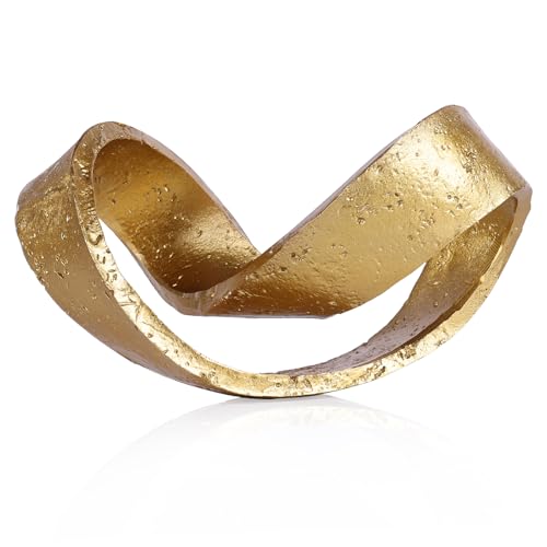 Modern Geometric Sculpture, Gold Knot Home Accent Decor, Multi-Angle Abstract Art Statue for Coffee Table, Bookshelf, Living Room, Office - Resin Artistic Knot Decor for Home and Office - color: Gold