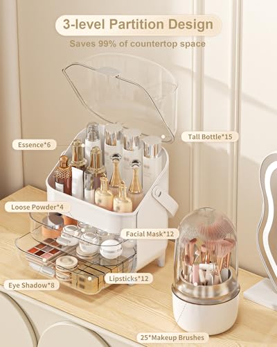 Makeup Organizer, Skincare Holder Bathroom Counter Organizer, Storage Box Cosmetic Display Cases, Teen Girl Gifts Trendy Stuff Make up Organizers for Vanity, Dresser, Countertop (Silver) - color: Silver