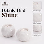 Marble Tealight Candle Holder 3.5 Inch White Gifts, Stone Holders for Votive Candles & Small Tea Lights Set of 2 for Birthday, Wedding Decorations - size: 3.5 inches