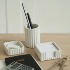 KIBAGA Modern Aesthetic Desk Accessories Set of 3 - Stylish Concrete Organizers for Pens & Office Supplies - A Cute and Functional Addition to Your Workspace Decor