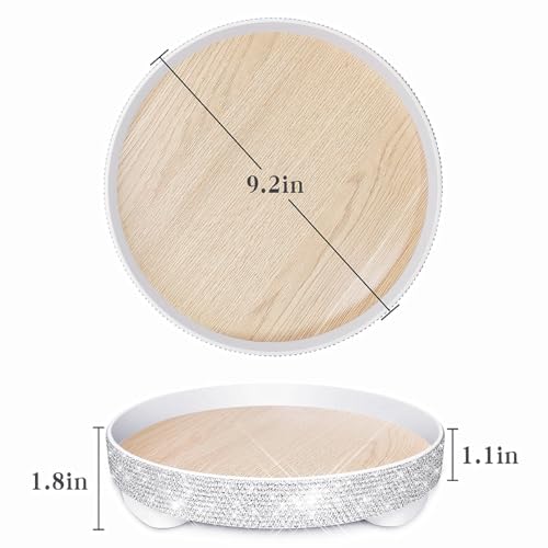Bling Decorative Tray for Coffee Table，Glitter Round Tray Decor Coffee Table Decor Table Trays Decorative，Shiny Perfume Organizer Dresser Perfume Tray (Round - 9“) - size: 9"