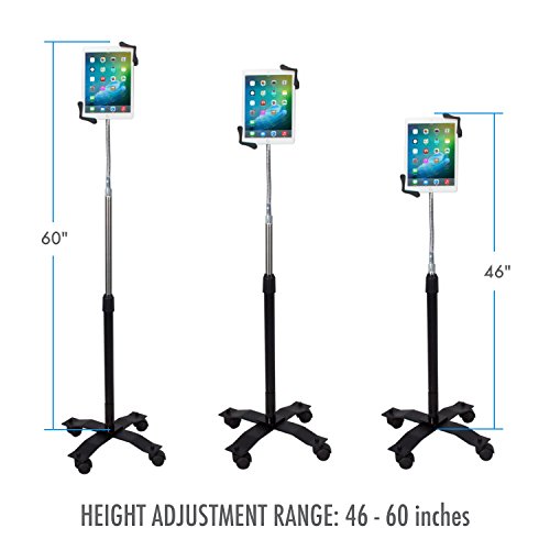 Gooseneck Floor Stand – CTA’s Compact, Adjustable Gooseneck with Swivel Casters for iPad 7th/ 8th/ 9th Gen 10.2”, iPad Air 4, 12.9”, Surface Pro, Zebra & Other 7-13” Tablets (PAD-CGS) - style: Cradle