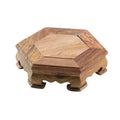 Wooden Display Stand Base 4.65" x 1.38" Hexagonal Wood Carved Pedestal Oriental Style Home Decoration for Vase, Flower Pots, Teapot, Table Lamp, Fishbowl - style: Hexagonal