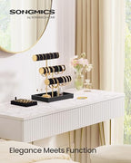 SONGMICS Bracelet Holder Stand, Jewelry Display Stand, Jewelry Organizer, with 3 Tiers and Velvet Tray, Removable Ring Holder, Ink Black UJJS027B01 - color: Ink Black