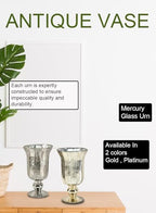 Serene Spaces Living 8-Pack Antique Gold Vase for Flowers, 8 1/2in Gold Urn for Centerpieces, Weddings, Events - size: Set of 8, Gold