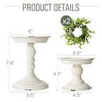 Rustic Iron Pillar Candle Holder: White Farmhouse Candle Holder with Greenery Wreaths Set of 2, Elegant Large Candle sticksholder Decor for Wedding, Coffee Table Centerpieces, Living Room, Home Decor