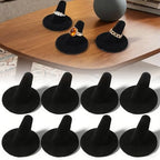 10 Pcs Ring Display Stand Black Velvet Ring Holder Single Rings Organizer For Selling Jewelry Display Stand For Rings Storage
