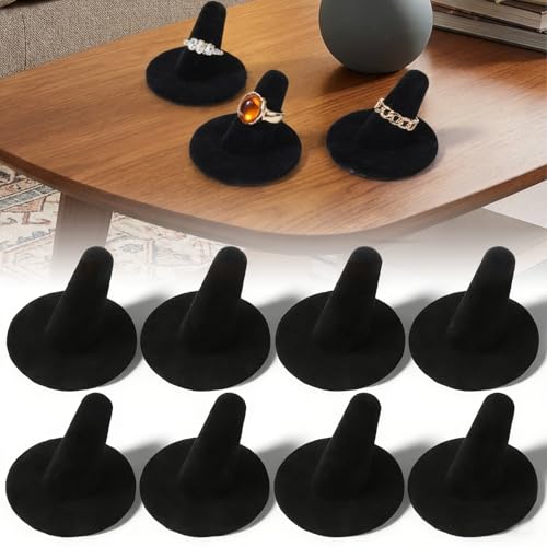 10 Pcs Ring Display Stand Black Velvet Ring Holder Single Rings Organizer For Selling Jewelry Display Stand For Rings Storage