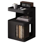 Black Side Table,Modern end Table for Sofa & Couch,3-Tier Metal nightstand,Small Bedside Table with Storage for Bedroom,Living Room,Small Space.No Assembly Required - color: Black