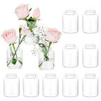 Hewory Small Bud Vases Set of 12: Clear Glass Vases for Flowers - Modern Bud Vase Bulk for Wedding Centerpieces Baby Shower Parties Rehearsal Dinner Table Decorations