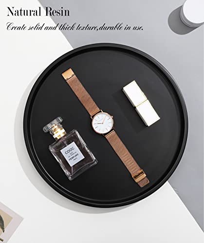 Shinowa Vanity Tray, Resin Bathroom Decorative Tray Catchall Organizer Jewelry Dish Tray for Bathroom Bedroom Counter-top Vanity Organization Vanity Table Jewelry Organizer, Matte Black - color: Black