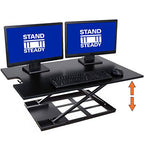 Stand Steady X-Elite Pro XL, Ergonomic Adjustable Height Standing Desk Converter, Extra Large Sit to Stand Laptop Desk Riser, Easily Fits 2 Computer Monitors, Raises Desk Height 7 to 16-inches (Black)