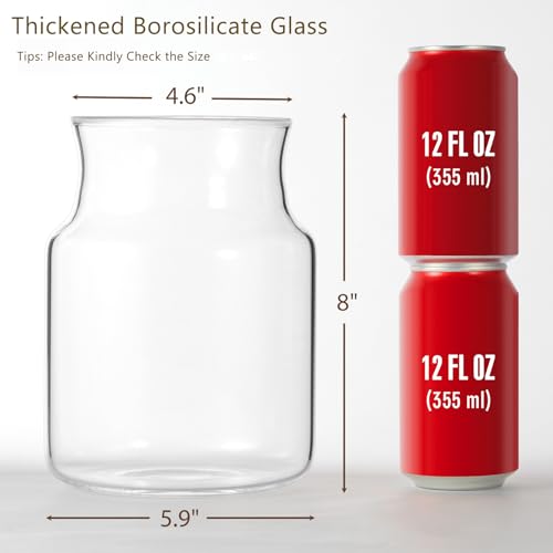 Clear Glass Vase, Large Flower Vase, 8-inch Glass Flower Vase for Plants, Wide Mouth Vase for Home, Wedding, Living Room, Dining Table - size: 6"W x 8“H