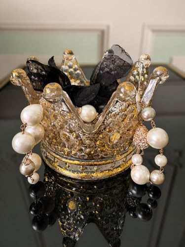 Luxury Crown Glass Candle Holder - Gold Votive Holder for Candles, Jewelry, Floral or Vanity Decor - Elegant Gift for Women