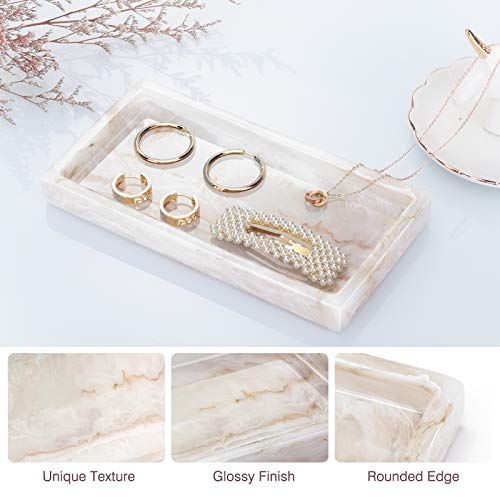 Emibele Jewelry Organizer Resin Tray, Bathroom Kitchen Dresser Vanity Tray Jewelry Dish Ring Cosmetic Organizer for Candle Perfume Soap Shampoo Small Plant Home Decor, Mini Size - Ink Khaki - color: Ink Khaki, size: 7.7" x 3.9" x 0.8"