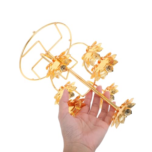 ABOOFAN Lotus Eternal Light Candle Holder Set 9.05In Vintage Brass Tea Light Stand for Buddhist Offering and Home Decor 2-Pack Metal Lotus Flower Candle Holders