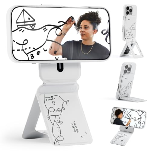 MOFT Phone Tripod Stand Selfie Stick x Shantell Martin for iPhone, Multi-Angles iPhone Stand, Lightweight & Portable Phone Holder, Strong Magnets, MOVAS Vegan Leather, Misty Cove (Without Card Slot) - color: Shantell Martin x Misty Cove x Without Card Slo