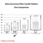 CYS EXCEL Glass Hurricane Pillar Candle Holders (H:8" W:4.75", 2 PCS) | Multiple Size Choices Short Stem Candle Jars | Stemmed Glass Cylinder Candle Vase - size: H-8" W-4.75"