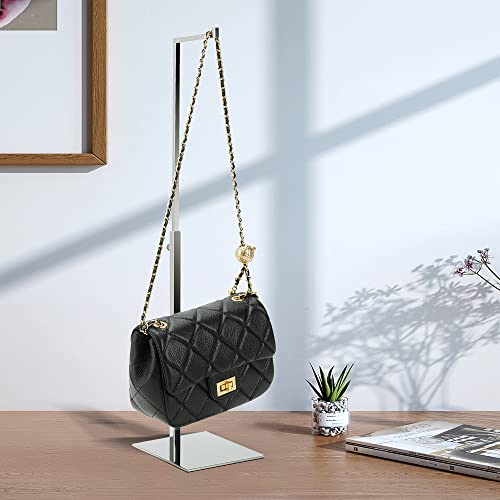 2 Pack Handbag Display Stands, Silver Purse Holder Display Stands, Adjustable Height Stainless Steel Hanger Rack for Retail Closet Vendors Display Luxury Bag Handbags Jewelry (RCS 50% Recycled Post-consumer Metal) - color: Silver