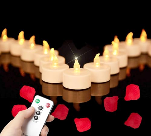 Hanzim Tea Light Candles with Remote Control,Flickering Flameless LED Candle,Long Lasting 400+Hours,Battery Operated with Timer for Home Decoration Seasonal &Festival Celebration WarmYellow (12pcs) - color: Remote-warm yellow, size: 12pack