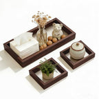 Rectangle Small Tray Set of 3, Desk Drawer Organizer - Stackable, Walnut - color: Walnut, size: 3-Piece Set