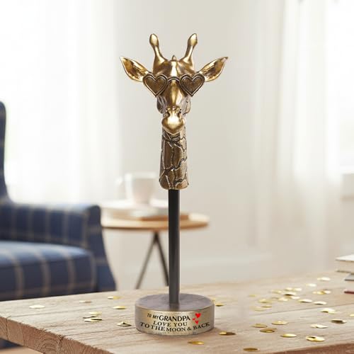 Grandpa Gifts from Grandkids, Exquisite Handmade Giraffe Grandpa Birthday Gifts from Granddaughter Grandson Funny Home Decor, Great Grandfather Grandparents Present for Father's Day - style: TO MY GRANDPA