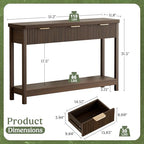 Lulive 51" Fluted Console Table for Entryway, Entryway Table with 3 Wooden Drawers, Farmhouse Behind Sofa Table for Living Room, Hallway, Couch, Foyer - color: Walnut