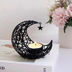 Moon Tea Light Candle Holder, Black Metal Decorative Candle Stand for Home Decor, Gift (2Pcs) - size: 2Pcs Black