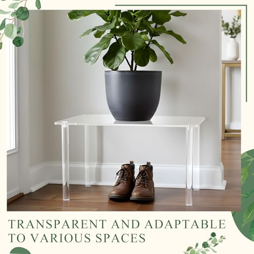 RattanView 3 Pcs 16, 15, 14 Inch Acrylic Risers Display Stands Rectangular 4-leg Acrylic Plant Stand, 6mm Thick Clear Shelf Riser Display Stands for Decor Collectibles Figures and Item Photography - size: 16×10×8 In，15×9×7 In，14×8×6 in