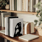Peacoblue Metal Bookends for Shelves, Modern Decorative Heavy Duty Study Book Support Stoppers for Office, Desk, Shelf, Room 5.3"x4.3"x6.7" Cast Iron Simple Bookends for Cookbooks, 1 Pair (Yoga) - style: Yoga