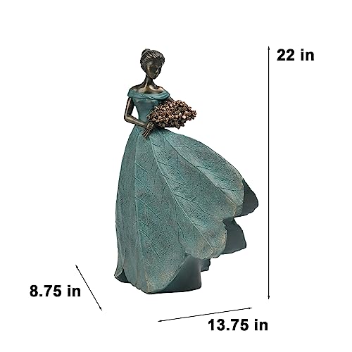 Guichifun Fairy Statue Collection Home Decoration - 22IN Leaf Angel Girls Resin Large Home Decor for Outside or Inside Rustic Garden Outdoor Yard Fantasy Figurines Gift 13.75 x 8.75 x 22 Inch - color: Green-flower, size: X-Large