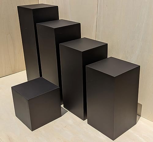 14" x 14" x 14" Matte Black Display Cube Square Pedestal Stand Riser Column Pillar Table Centerpiece