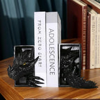 Dragon Bookends, Black Fantasy Book Nook Insert, Gothic Library Decor, Decorative Dragon Shelf Display