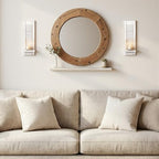 Candle Sconces Set of 2: Farmhouse Wall Candle Holder, Rustic White Wood Wall Sconces Set of Two,Handmade Wooden Art Decor for Living Room, Dining Room, Bathroom, Bedroom, or Entryway, 15.7"x5"