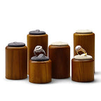 Solid Wood Ring Display Stand 3 Piece Cylindrical Microfiber Ring Holder Wooden Jewelry Display Holders Showcase Display (Gray) - color: Grey