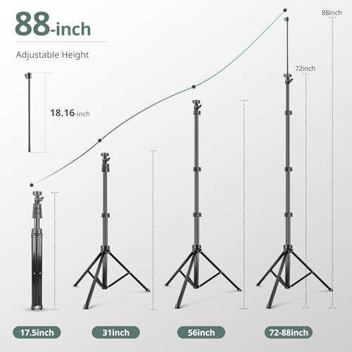 Sensyne 88" Phone Tripod, Selfie Stick Tripod with 14.95" Flexible Gooseneck, Overhead Cell Phone Stand for Video Recording, Photography, Compatible with Phone, Camera - color: Black, size: 88-inch