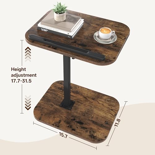 TV Tray Table, C Shaped End Table, Adjustable Height 17.7"-31.5", Flip-Top, Snack Side Table with 360 Swivel and 180 Tilt for Couch, Sofa, Bed, Recliner, Brown - color: Brown