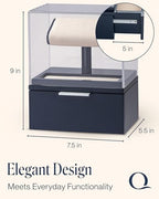 QWATCH Watch Stand Display Case - Acrylic Watch Box for 2 or 4 Watches with Jewelry Valet Tray and Drawer - color: Single - Navy / Ivory