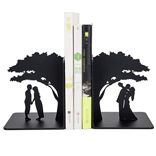 Bookends Book Ends for Shelves Hollow-Out Metal Art Bookends Decorative Book Ends Heavy Duty Home Office Book Stoppers Book Holders Desktop Decoration Organizer Decorative Bookends (Color : F) - color: F