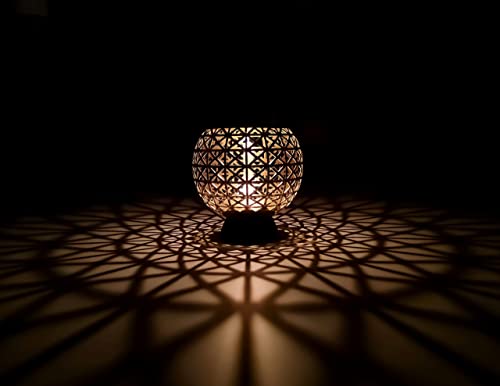 OShadow Candle Holder (shadow caster UNIQUE Patterns)- moroccan candle holders for centerpiece table decorations & candelabra - lantern candle sticks holder - taper candle holder DECORATIVE gold decor - size: Gold Candle Holder