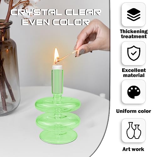 Clear Taper Candle Holders Glass Candle Stick Holder Modern Candle Holders for Tapered Candlesticks Wedding Reception Centerpieces Christmas（Dark Green） - color: Color 5