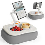 SAIJI Tablet Pillow Stand for Bed, Stable iPad Holder with Food-Grade Snack Bowl, Adjustable Kindle Pillow Stand for Reading, Suit for 4.7-15.6" Kindle,iPad,iPhone,Tablet,Gray - color: Gray